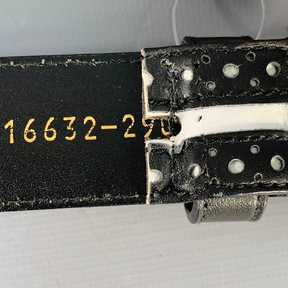 LAUREL Size S Black White Perforated Two Tone Leather Belt main image 5